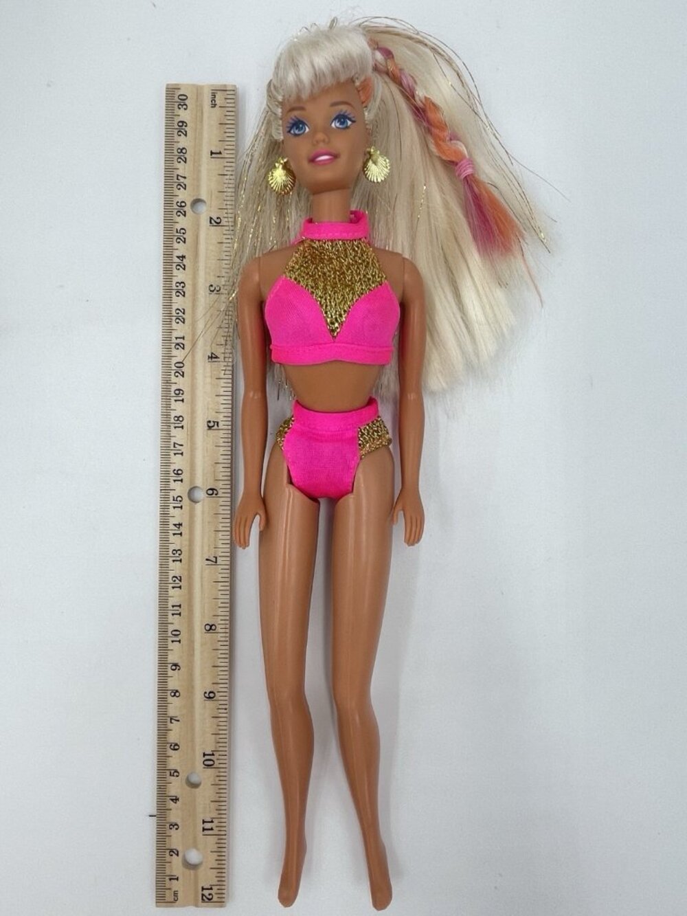 Vintage Splash'N Color Barbie Color Change Braid with Original Bikini & Earrings - Picture 14 of 14